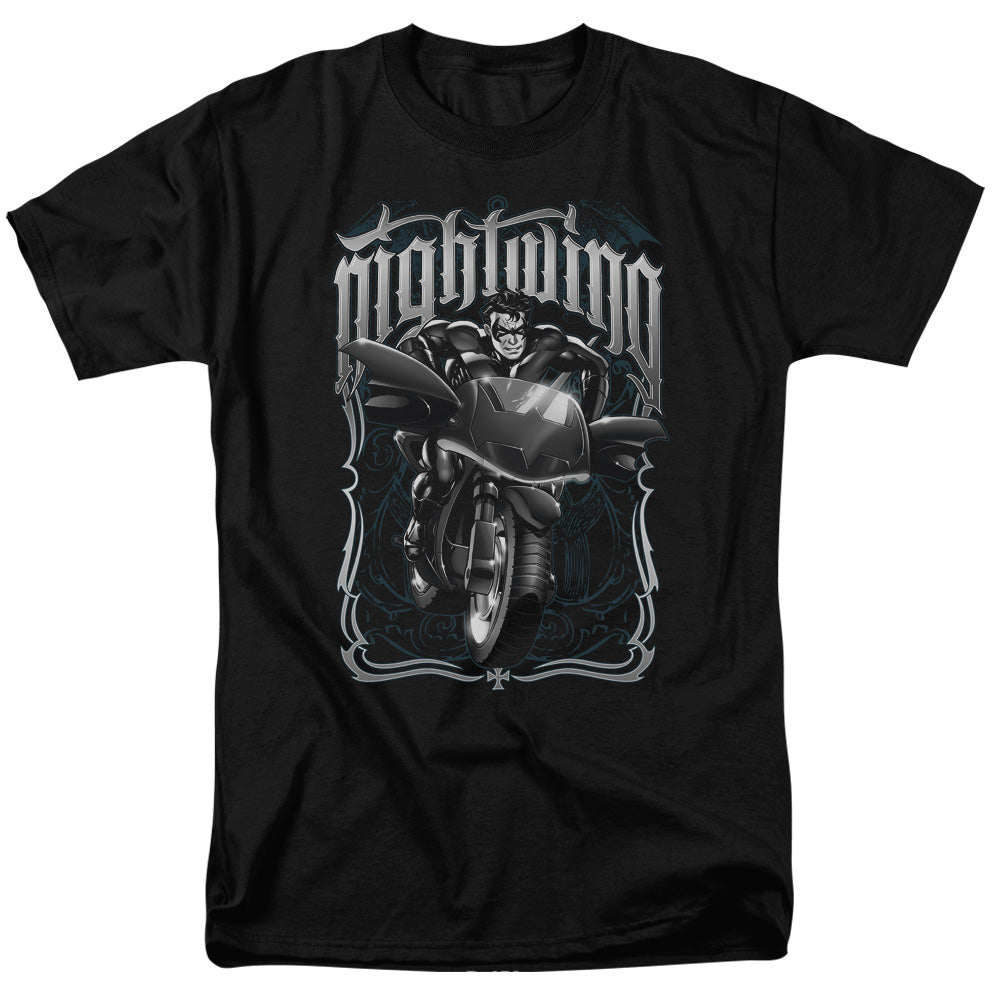 Batman - Nightwing Biker - Short Sleeve Adult 18/1 - Black T-shirt