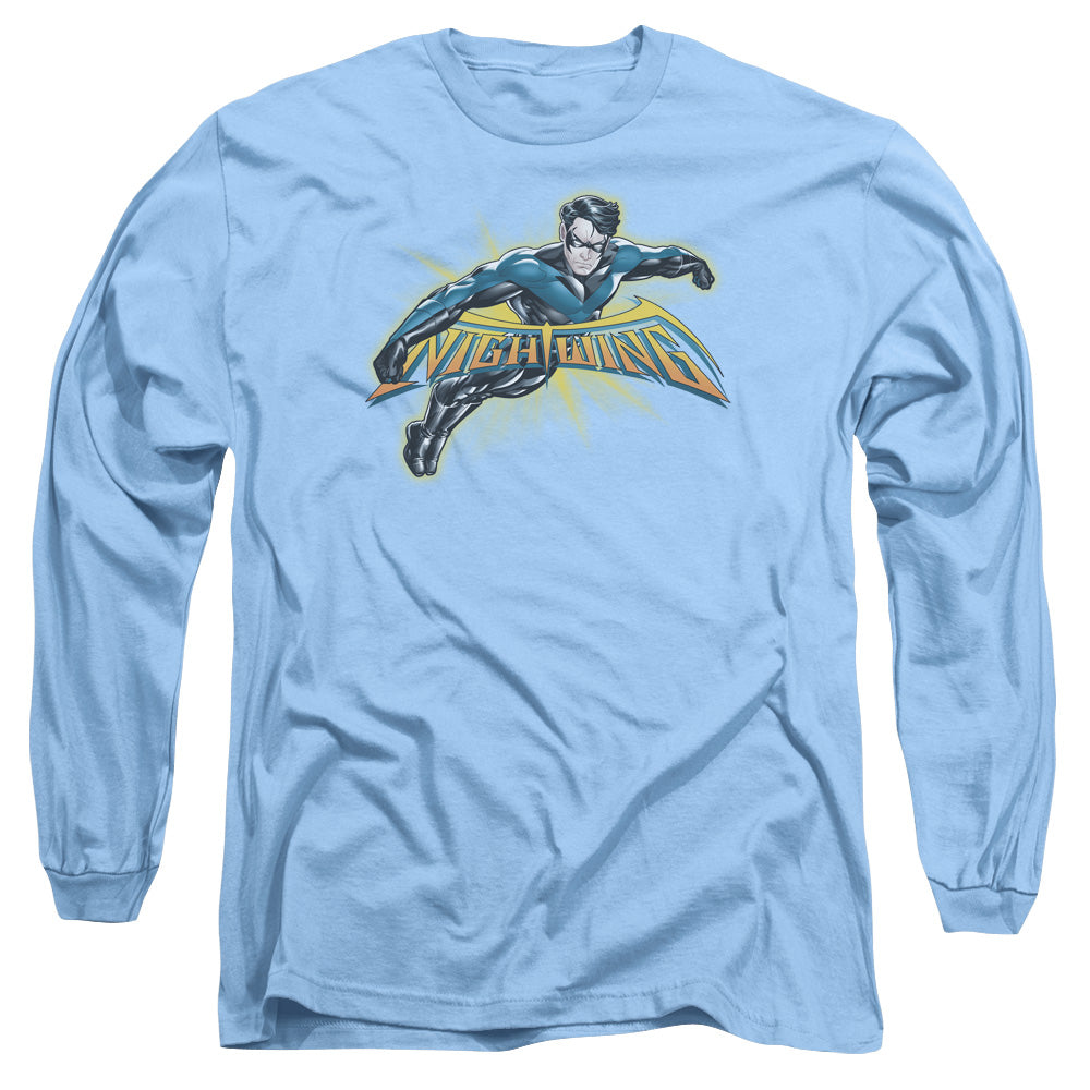 Batman - Nightwing Burst - Long Sleeve Adult 18/1 - Carolina Blue T-shirt