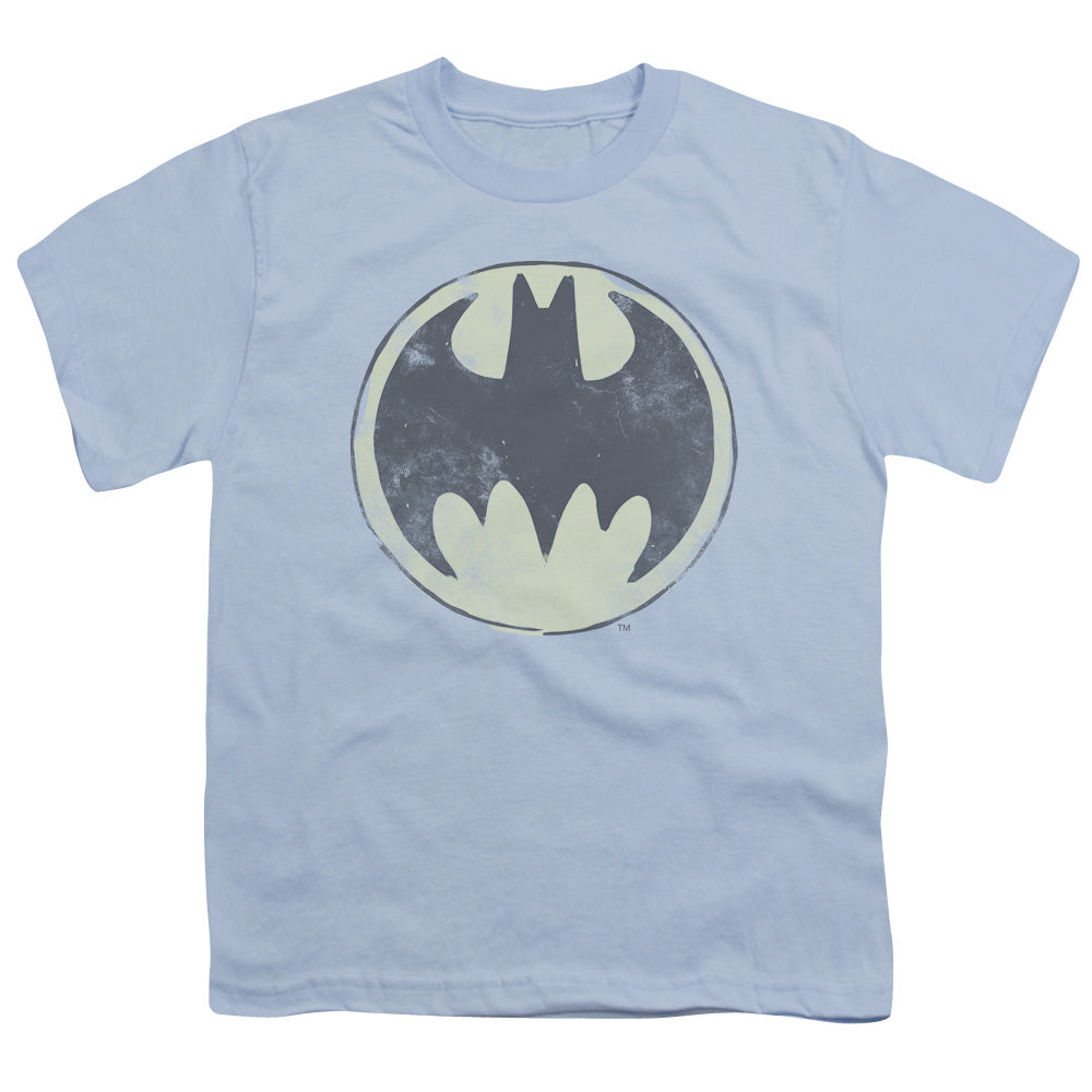Batman - Old Time Logo - Short Sleeve Youth 18/1 - Light Blue T-shirt