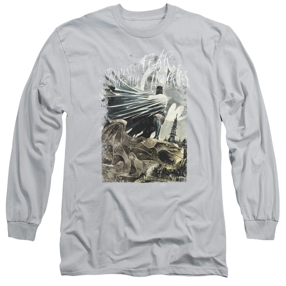 Batman - Instill Fear - Long Sleeve Adult 18/1 - Silver T-shirt