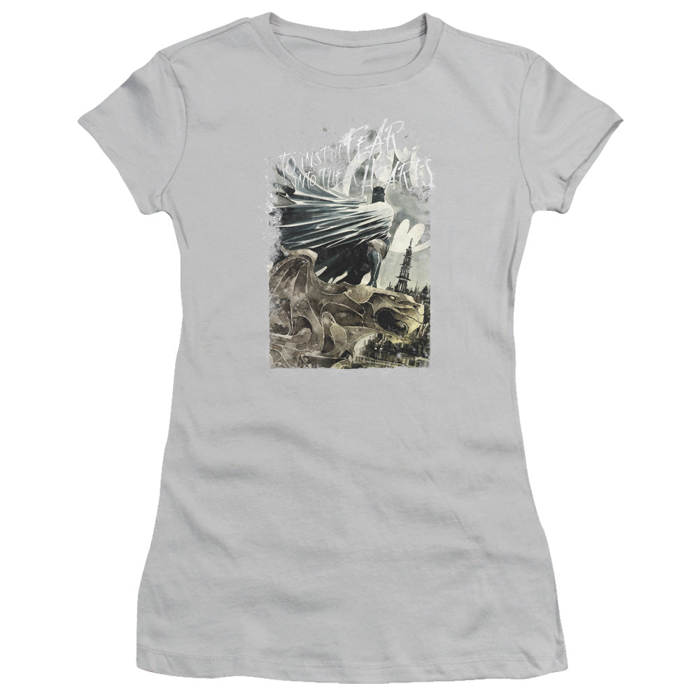 Batman - Instill Fear - Short Sleeve Junior Sheer - Silver T-shirt
