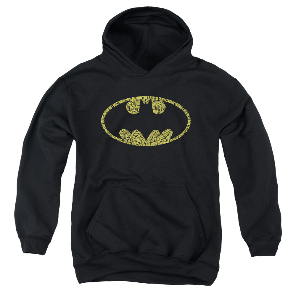 Batman Word Logo-youth Pull-over Hoodie - Black