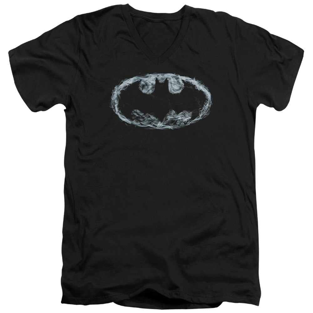 Batman - Smoke Signal - Short Sleeve Adult V-neck - Black T-shirt
