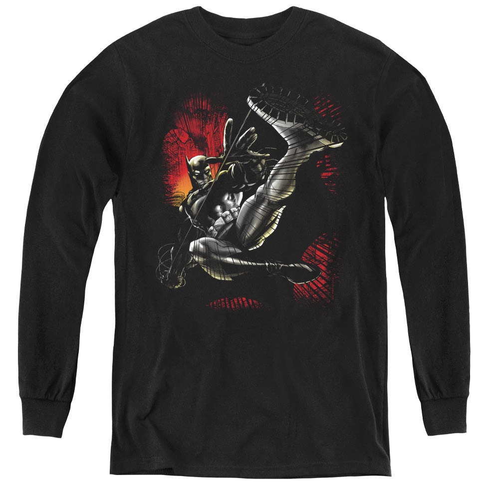 Batman - Kick Swing - Youth Long Sleeve Tee - Black