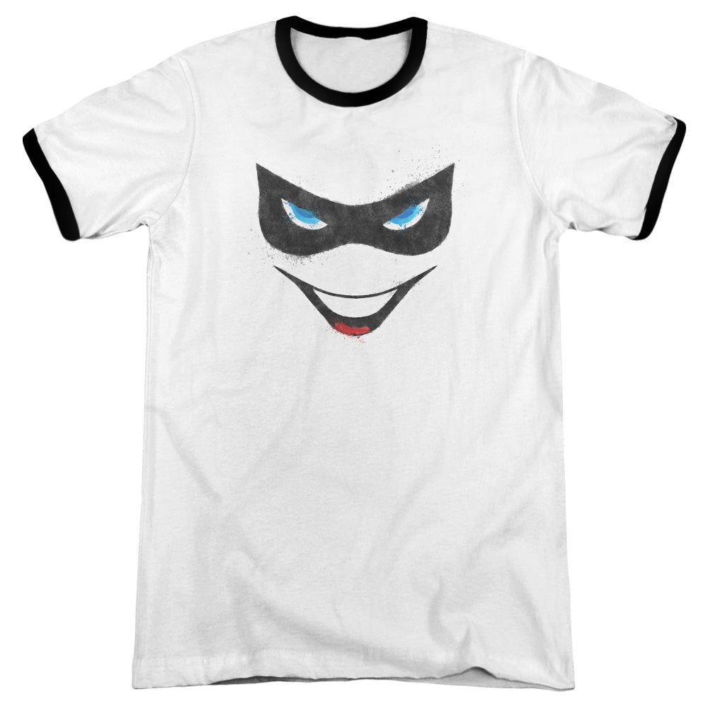 Batman - Harley Face - Adult Ringer - White/black
