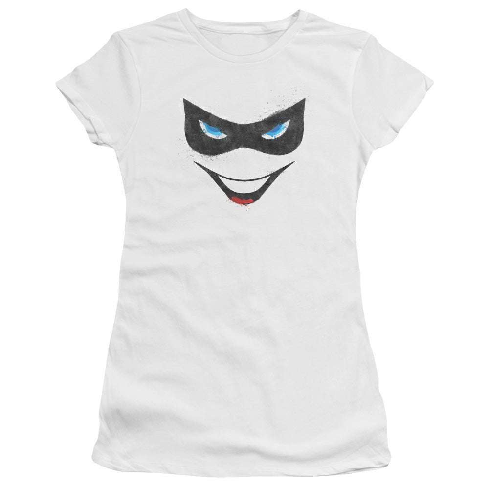 Batman - Harley Face - Short Sleeve Junior Sheer - White T-shirt