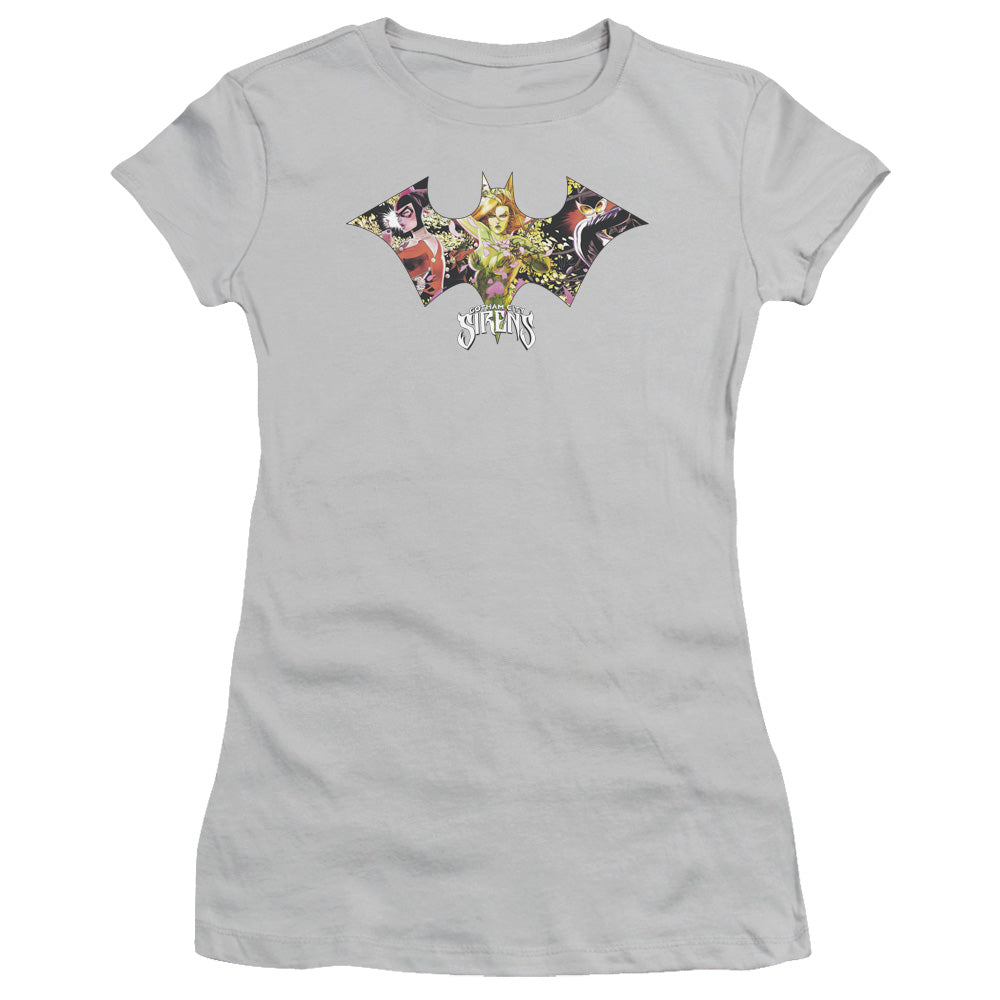Batman - Sirens Bat - Short Sleeve Junior Sheer - Silver T-shirt