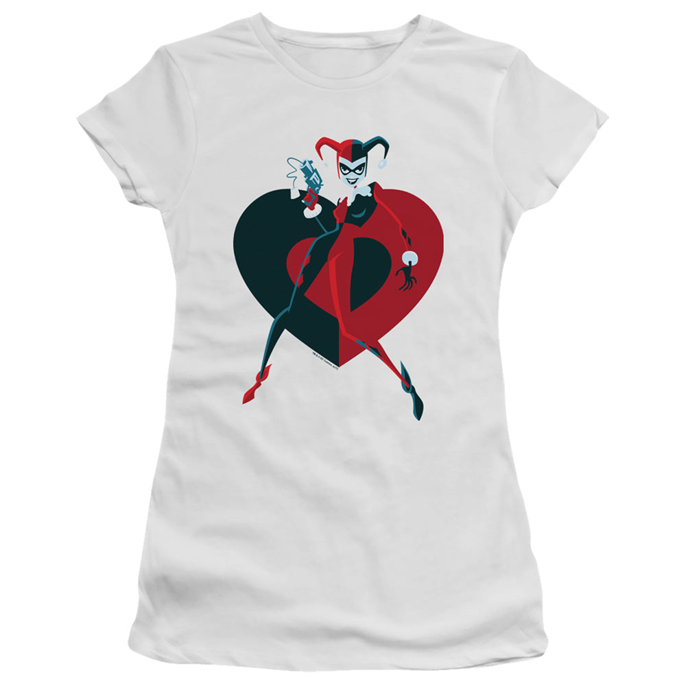 Batman - Harely Heart - Short Sleeve Junior Sheer - White T-shirt
