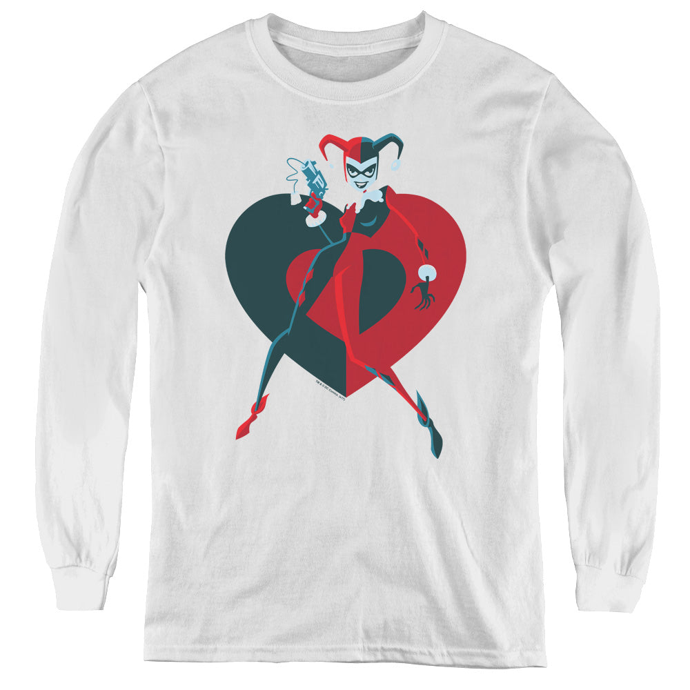 Batman - Harely Heart - Youth Long Sleeve Tee - White