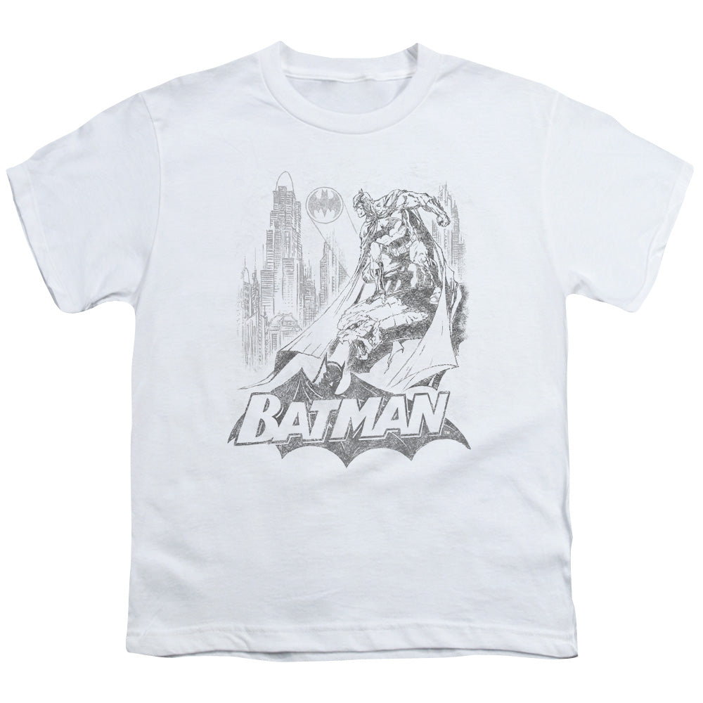 Batman - Bat Sketch - Short Sleeve Youth 18/1 - White T-shirt