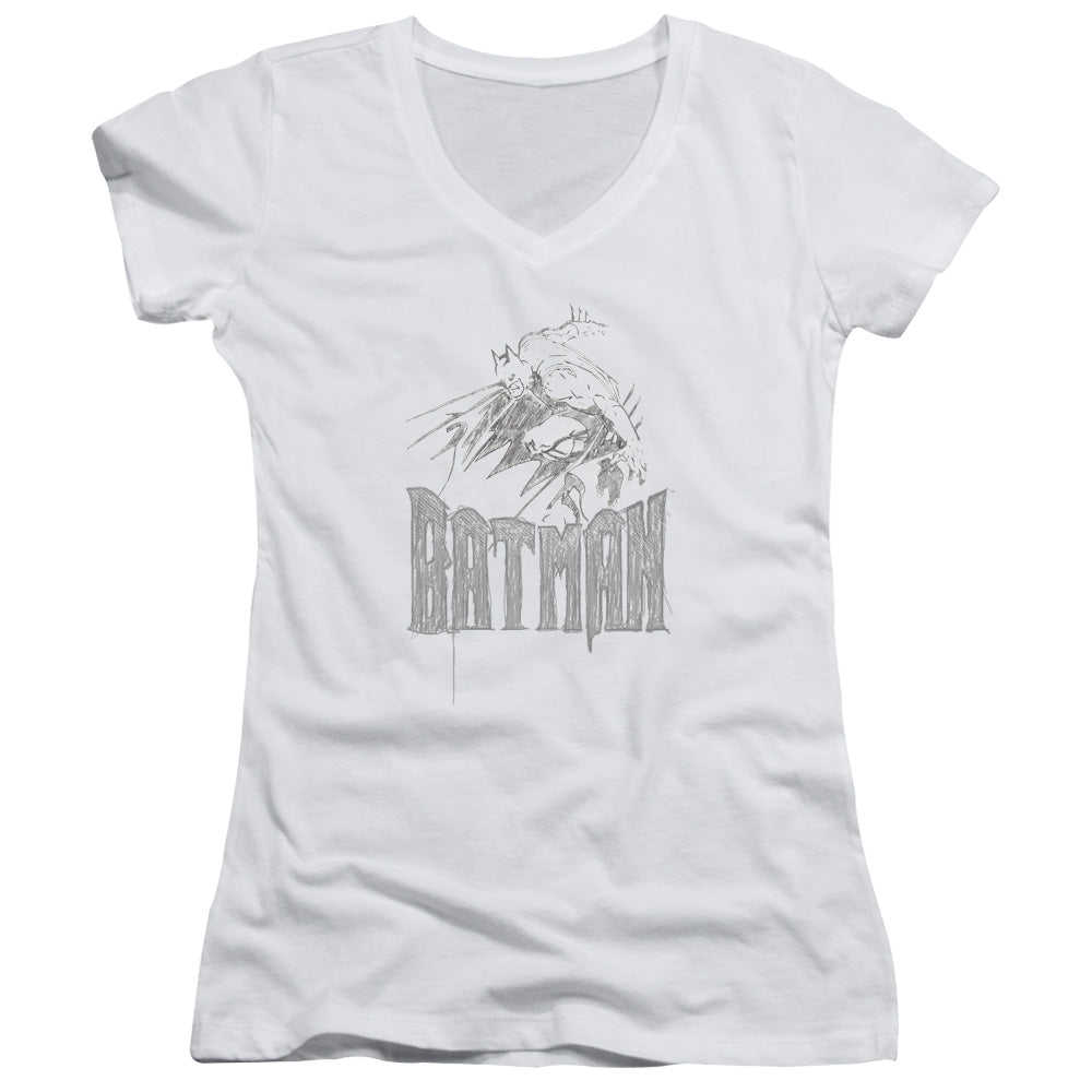 Batman - Knight Sketch - Junior V-neck - White