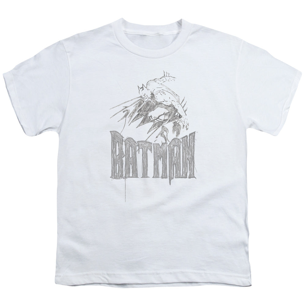 Batman - Knight Sketch - Short Sleeve Youth 18/1 - White T-shirt