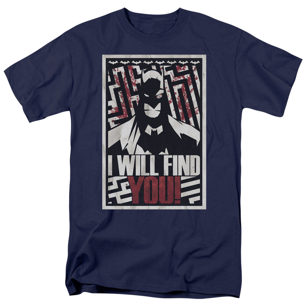 Batman - I Will Fnd You - Short Sleeve Adult 18/1 - Navy T-shirt