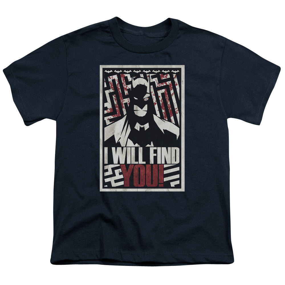 Batman - I Will Fnd You - Short Sleeve Youth 18/1 - Navy T-shirt