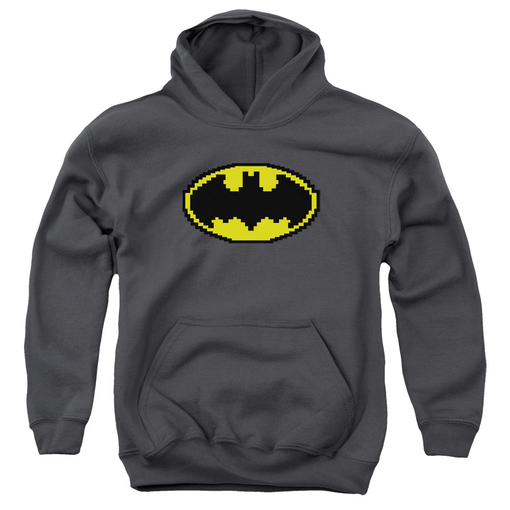 Batman - Pixel Symbol - Youth Pull-over Hoodie - Charcoal