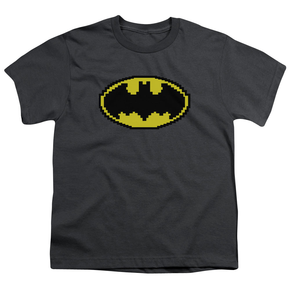 Batman - Pixel Symbol - Short Sleeve Youth 18/1 - Charcoal T-shirt
