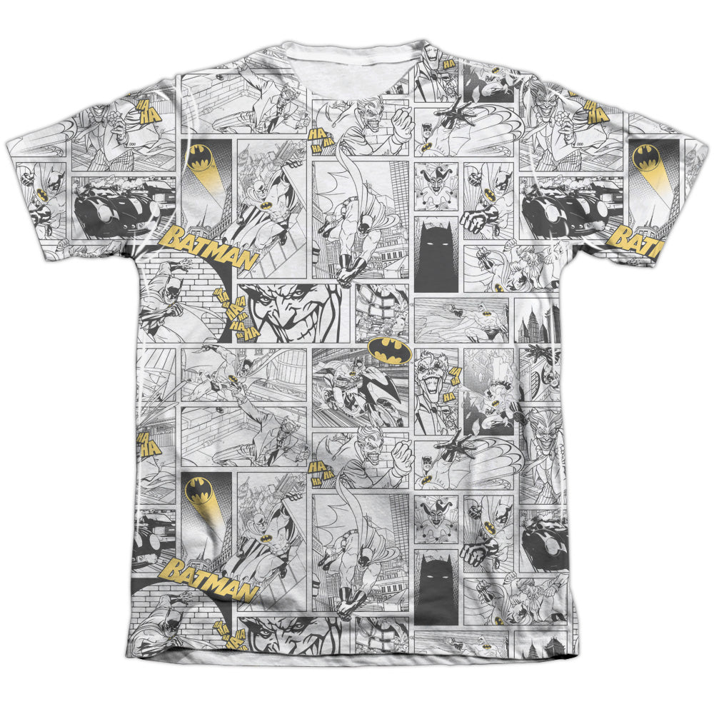 Batman - Comic All Over - Adult 65/35 Poly/cotton Short Sleeve Tee - White T-shirt