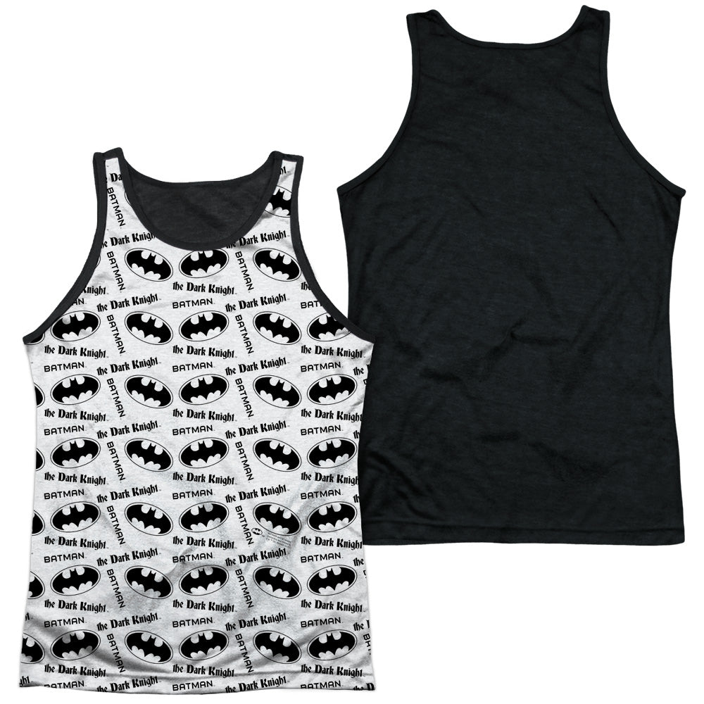 Batman - Repeat Dark Knight - Adult Poly Tank Top Black Back - White