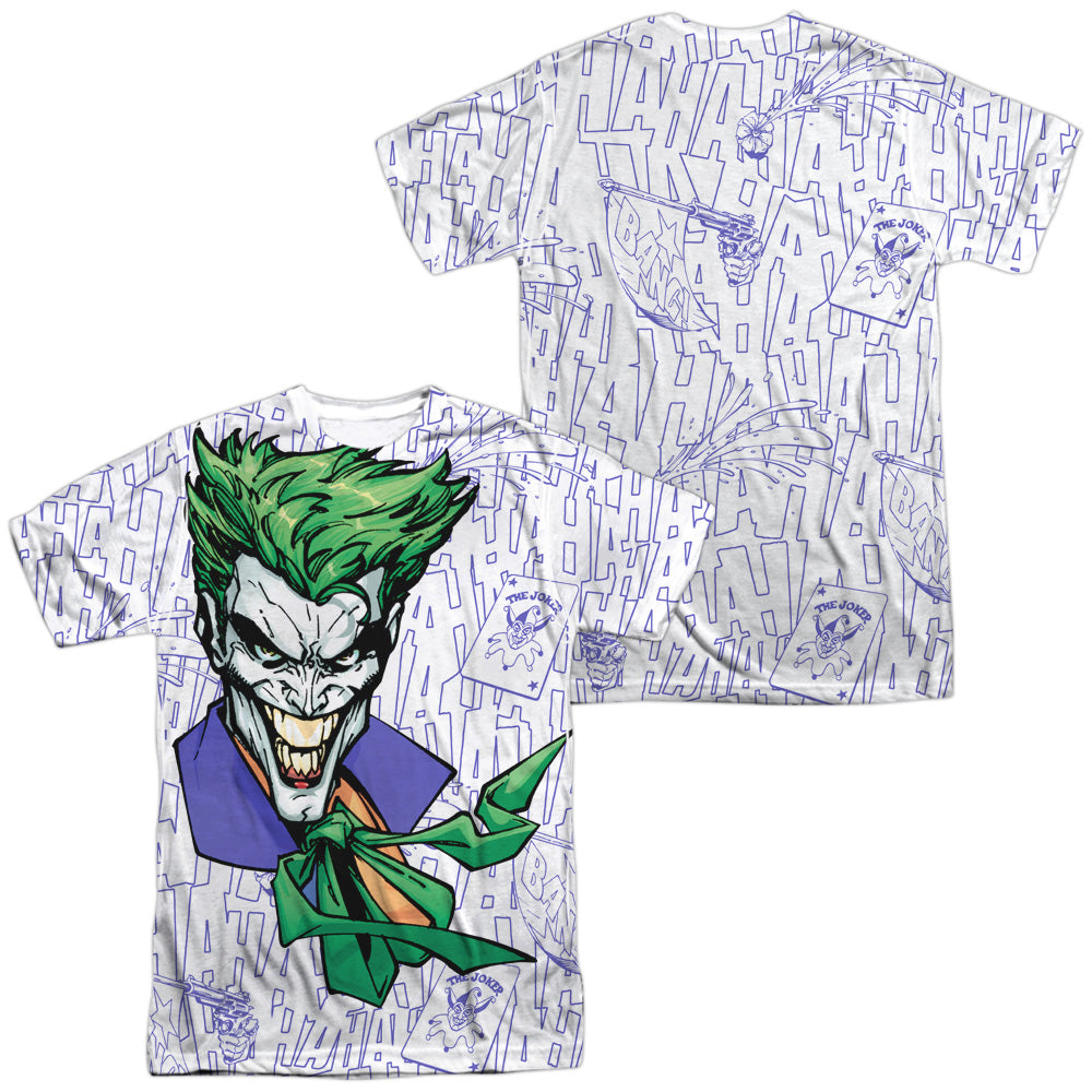 Batman - Laugh Clown Laugh (Front/back Print) - Short Sleeve Adult 100% Poly Crew - White T-shirt