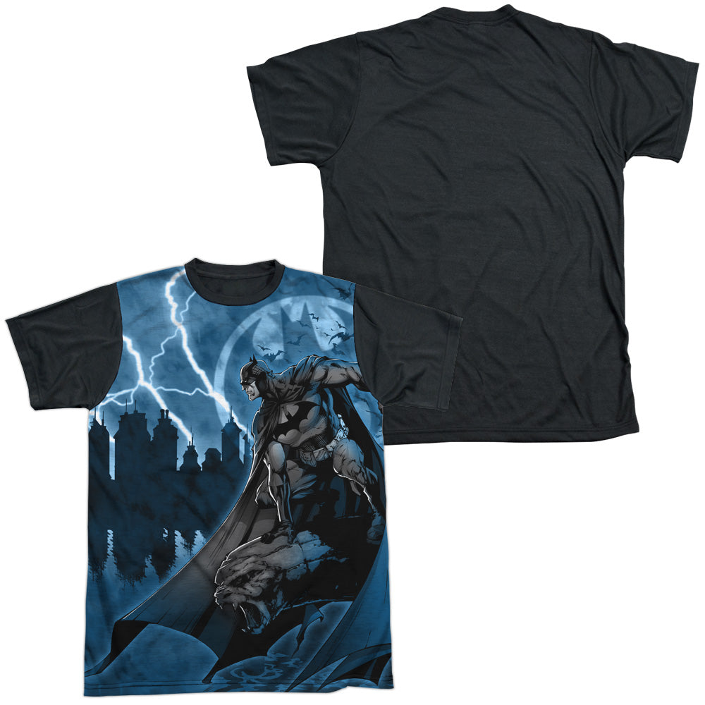 Batman - Lightning Strikes - Short Sleeve Adult White Front Black Back - White T-shirt