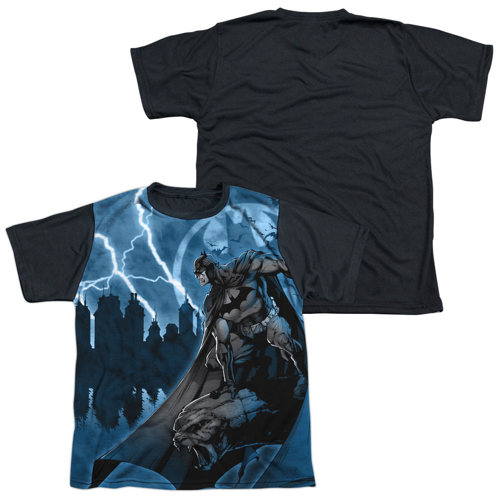 Batman - Lightning Strikes - Short Sleeve Youth White Front Black Back - White T-shirt