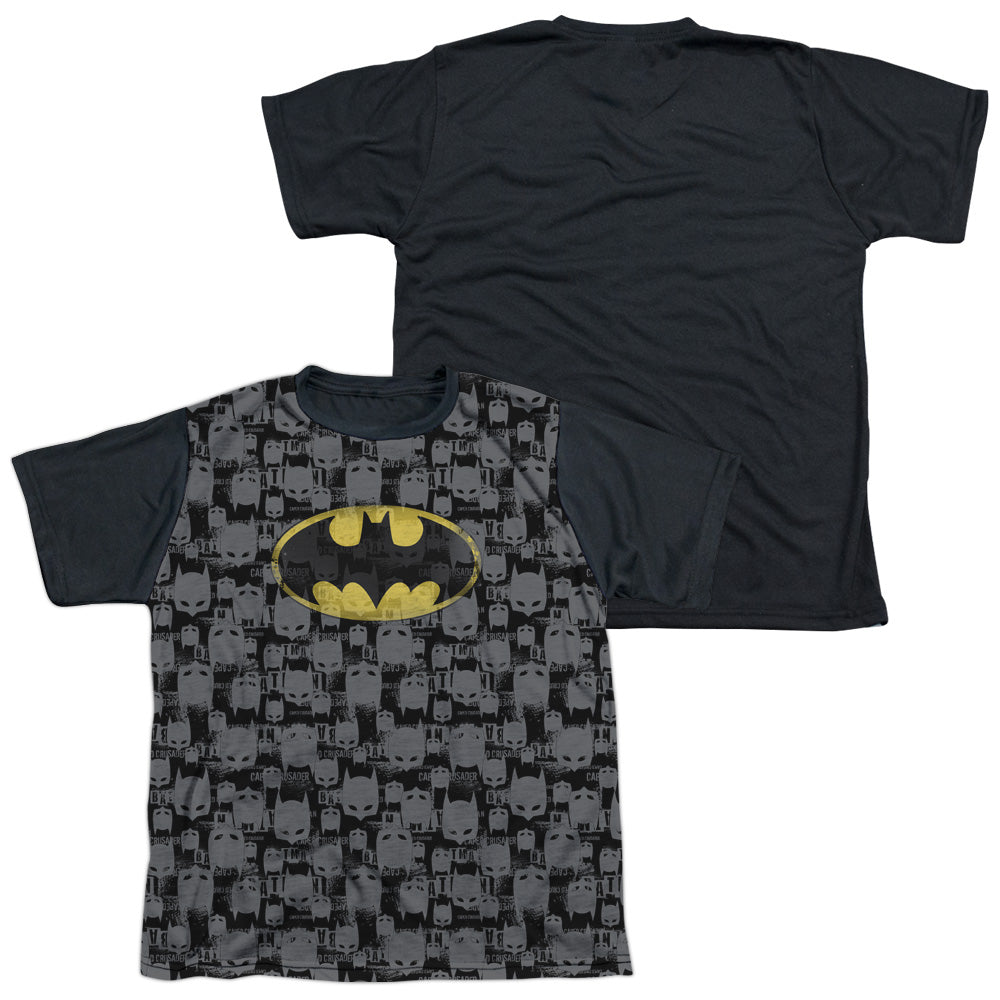 Batman - Caped Crusader Repeat - Short Sleeve Youth White Front Black Back - White T-shirt