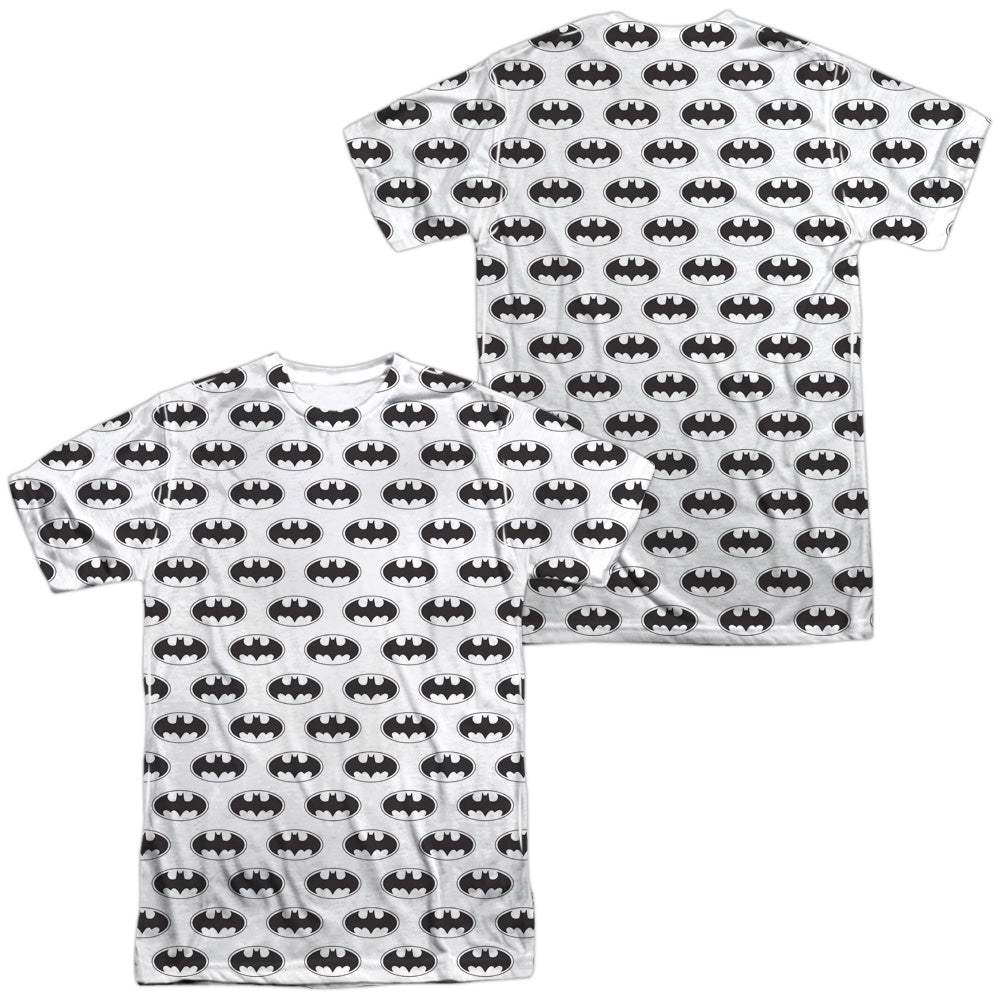 Batman - Bats All Over (Front/back Print) - Short Sleeve Adult 100% Poly Crew - White T-shirt
