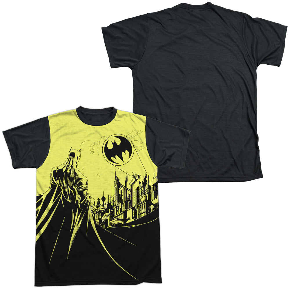 Batman - Bat Signal - Short Sleeve Adult White Front Black Back - White T-shirt