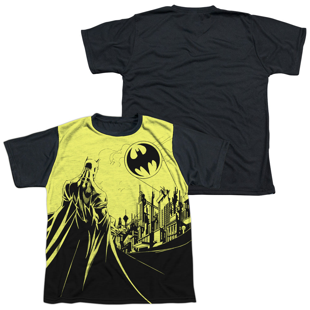Batman - Bat Signal - Short Sleeve Youth White Front Black Back - White T-shirt