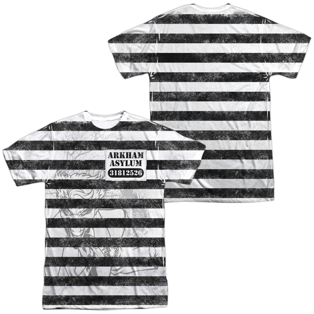 Batman - Arkhams Finest (Front/back Print) - Short Sleeve Adult 100% Poly Crew - White T-shirt