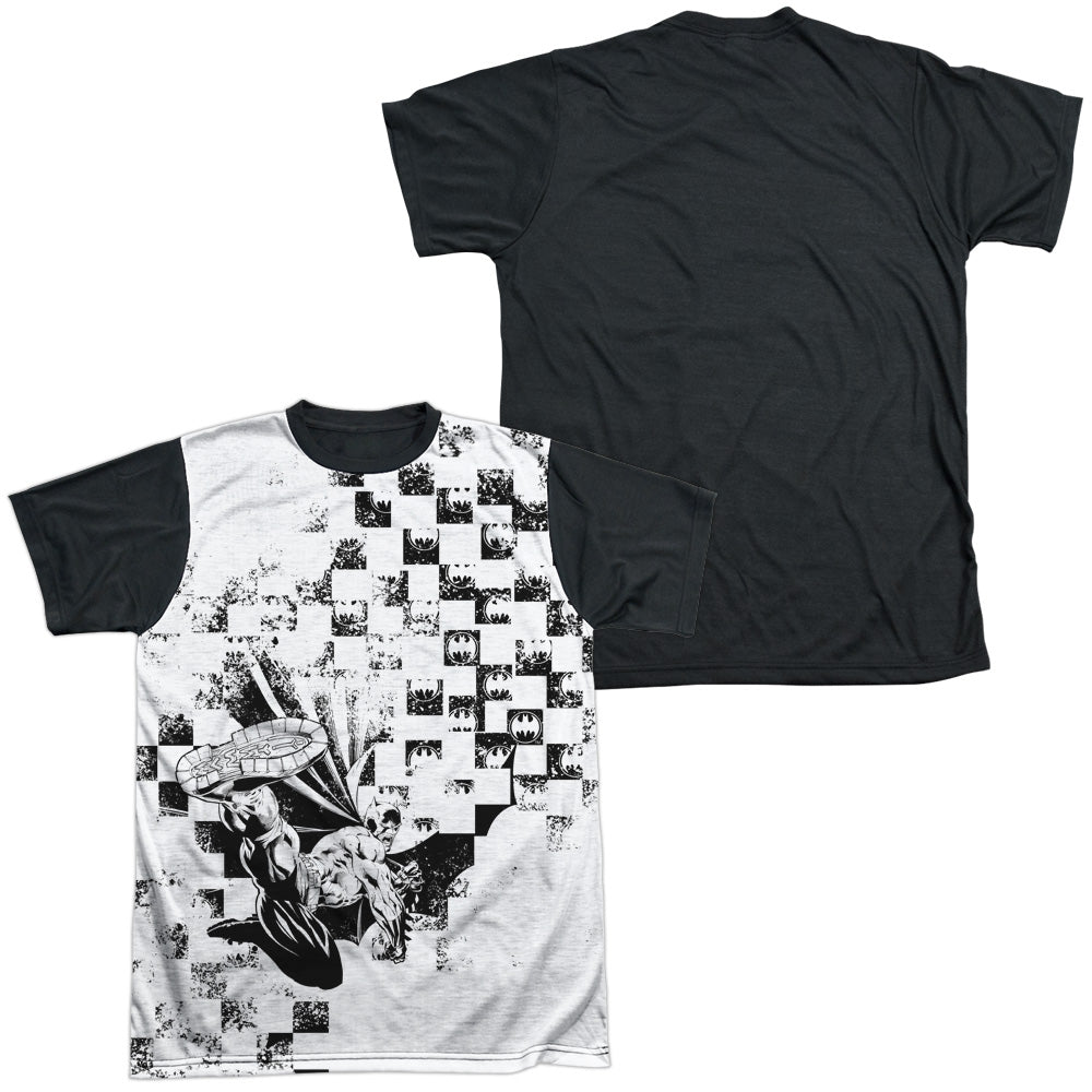 Batman - Checkerboard Kick - Short Sleeve Adult White Front Black Back - White T-shirt