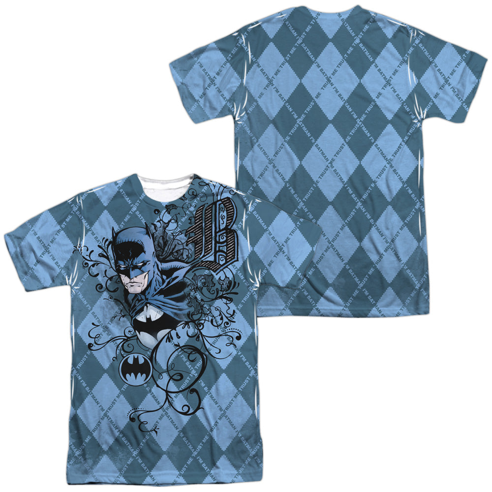 Batman - Batgyle (Front/back Print) - Short Sleeve Adult 100% Poly Crew - White T-shirt