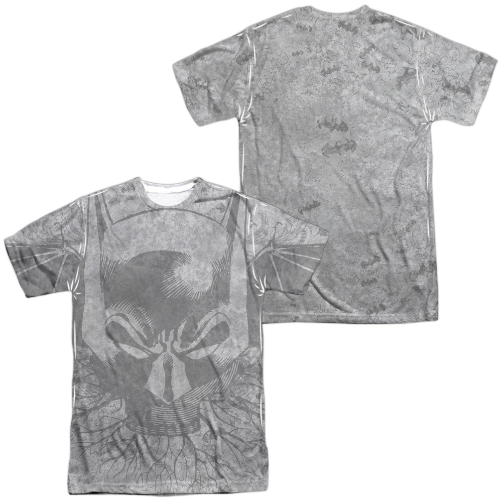Batman - Rooted Bat Skull (Front/back Print) - Short Sleeve Adult 100% Poly Crew - White T-shirt