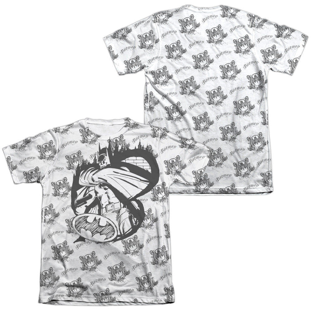 Batman - Against The Wall (Front/back Print) - Adult 65/35 Poly/cotton Short Sleeve Tee - White T-shirt