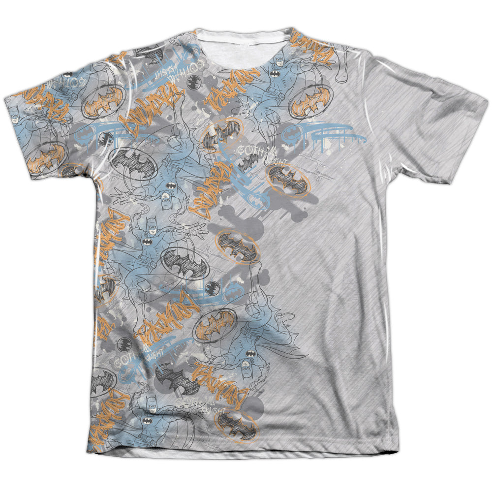 Batman - Gotham Knight Sketchy - Adult Poly/cotton Short Sleeve Tee - White T-shirt