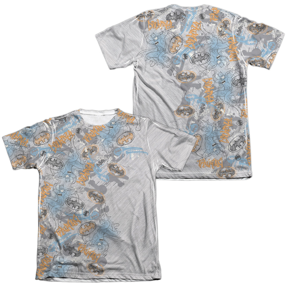 Batman - Gotham Knight Sketchy (Front/back Print) - Adult 65/35 Poly/cotton Short Sleeve Tee - White T-shirt