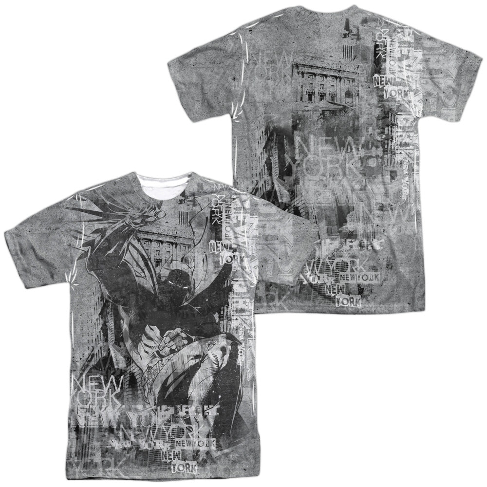 Batman - Knight Life (Front/back Print) - Short Sleeve Adult 100% Poly Crew - White T-shirt