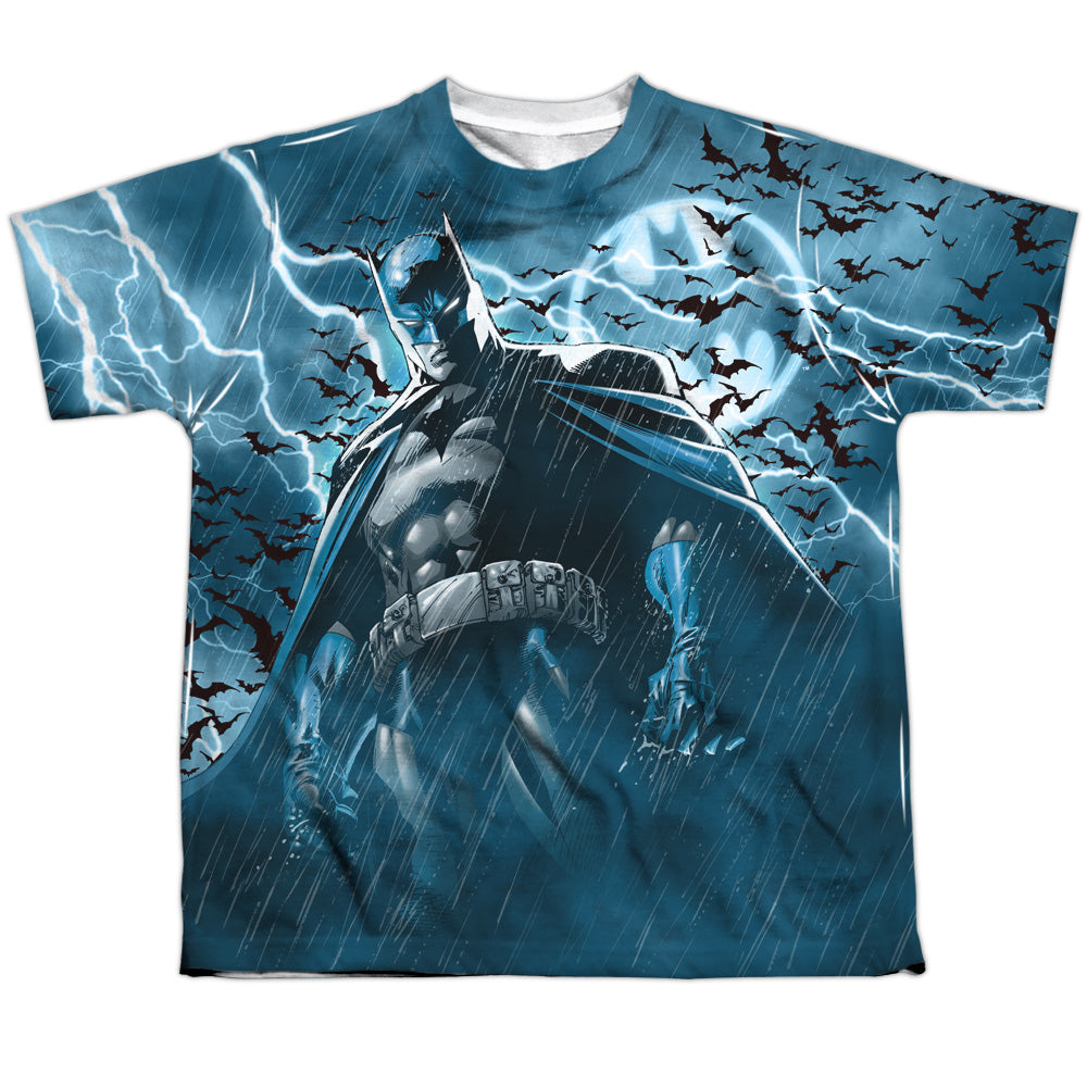 Batman - Stormy Knight - Short Sleeve Youth Poly Crew - White T-shirt