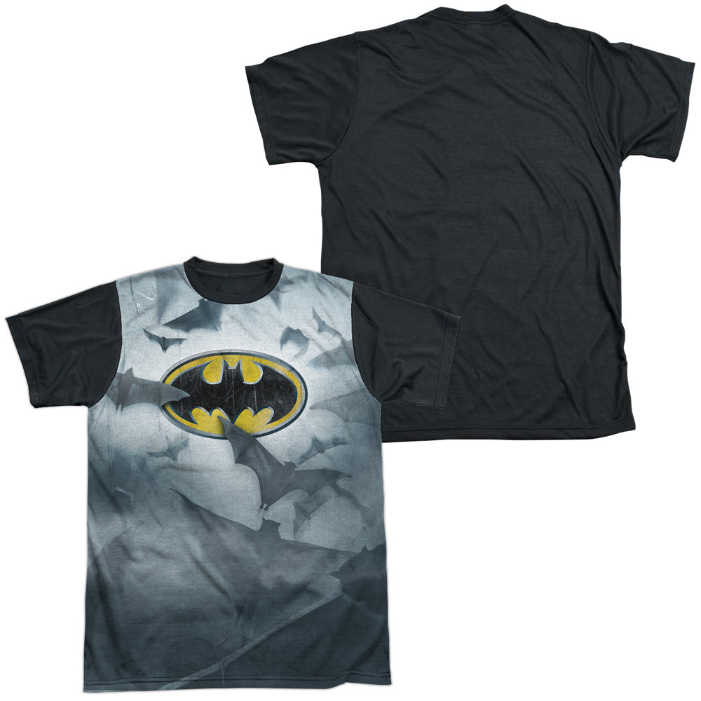 Batman - Bats Logo - Short Sleeve Adult White Front Black Back - White T-shirt