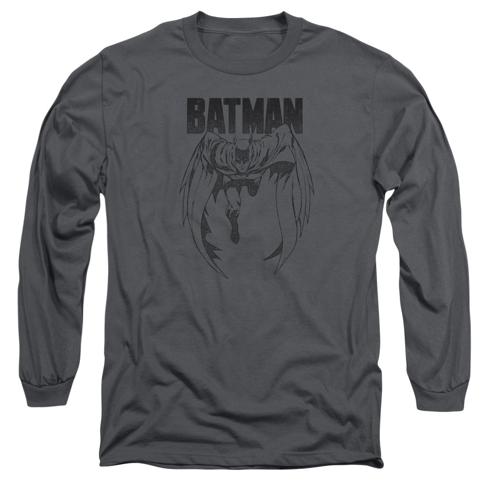 Batman - Grey Noise - Long Sleeve Adult 18/1 - Charcoal T-shirt