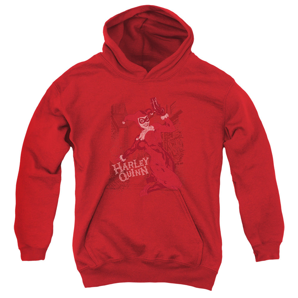 Batman - Harleys Packing - Youth Pull-over Hoodie - Red