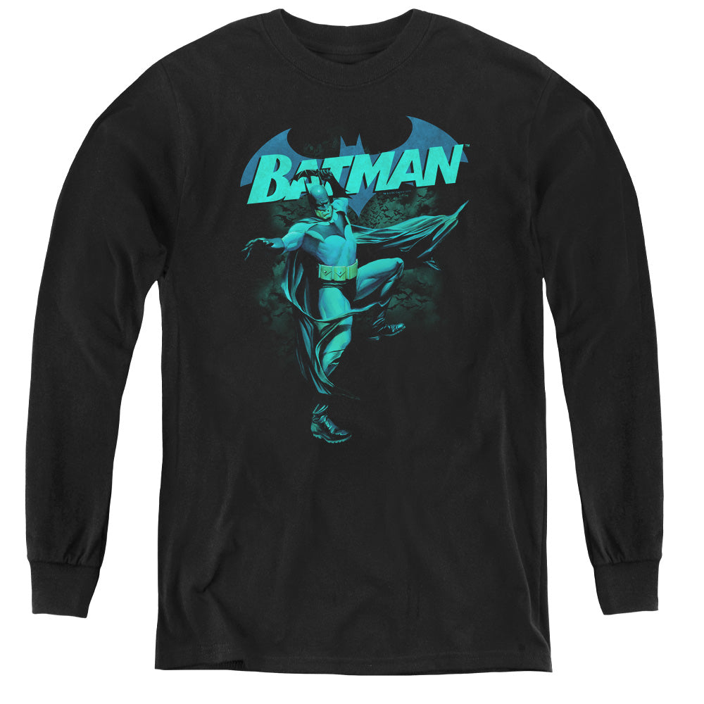 Batman - Blue Bat - Youth Long Sleeve Tee - Black