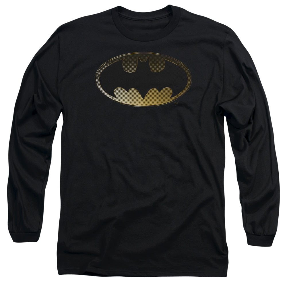 Batman - Halftone Bat - Long Sleeve Adult 18/1 - Black T-shirt