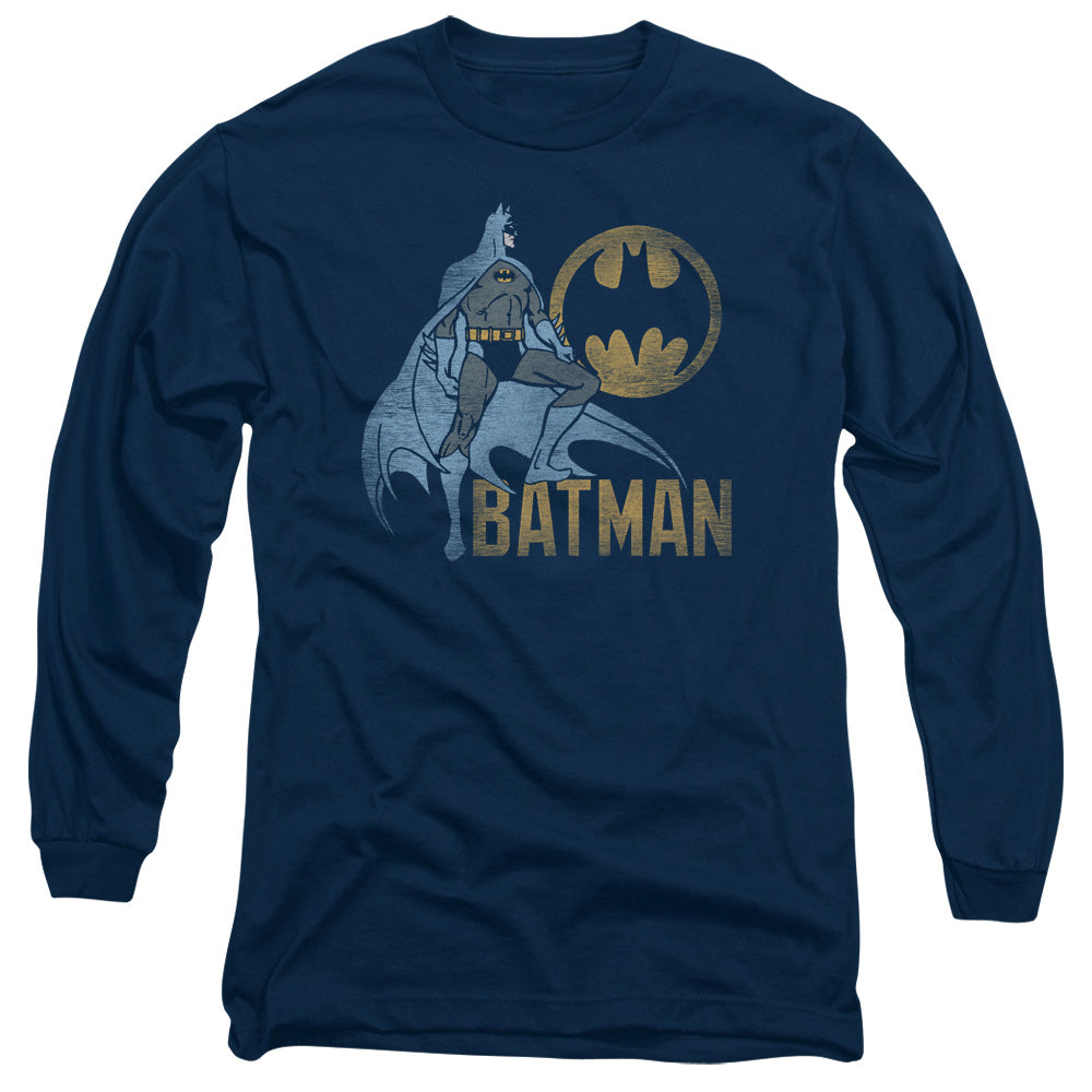 Batman - Knight Watch - Long Sleeve Adult 18/1 - Navy T-shirt