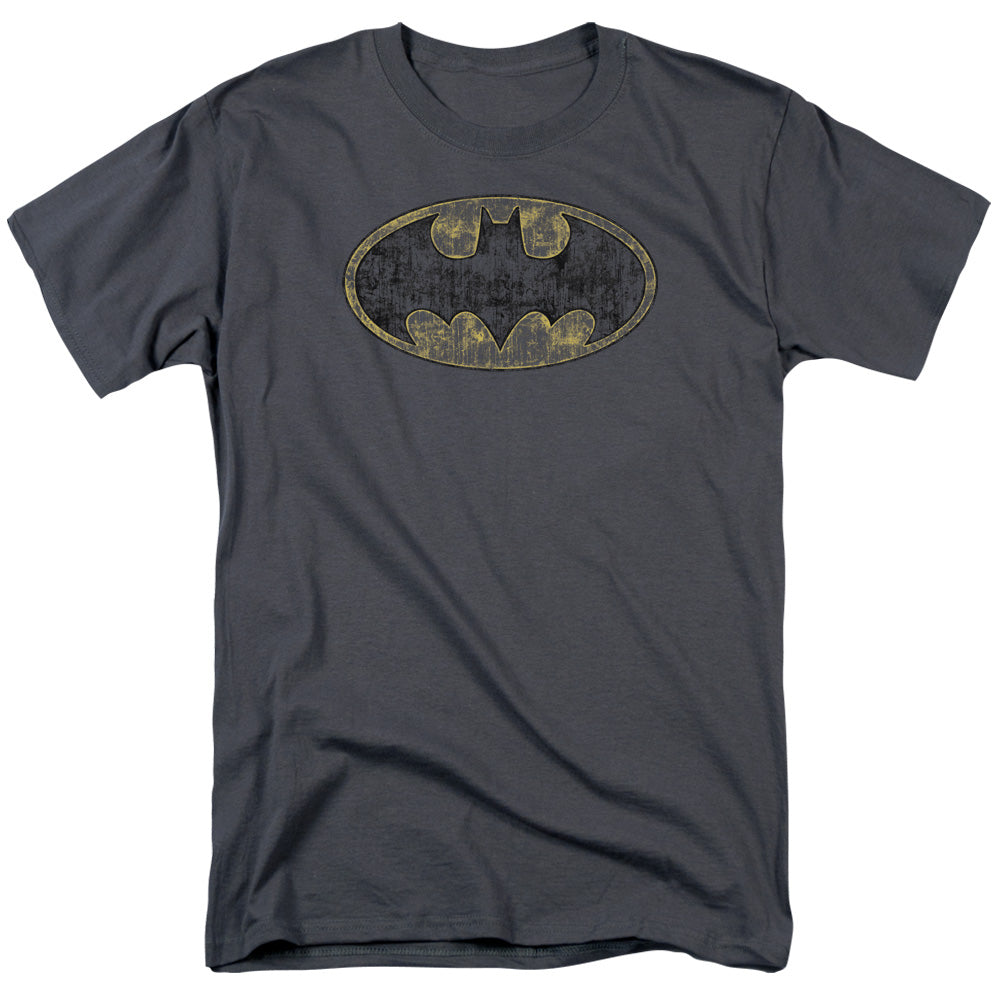 Batman - Tattered Logo - Short Sleeve Adult 18/1 - Charcoal T-shirt