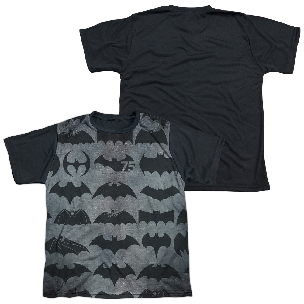 Batman - 75 Symbols - Short Sleeve Youth White Front Black Back - White T-shirt