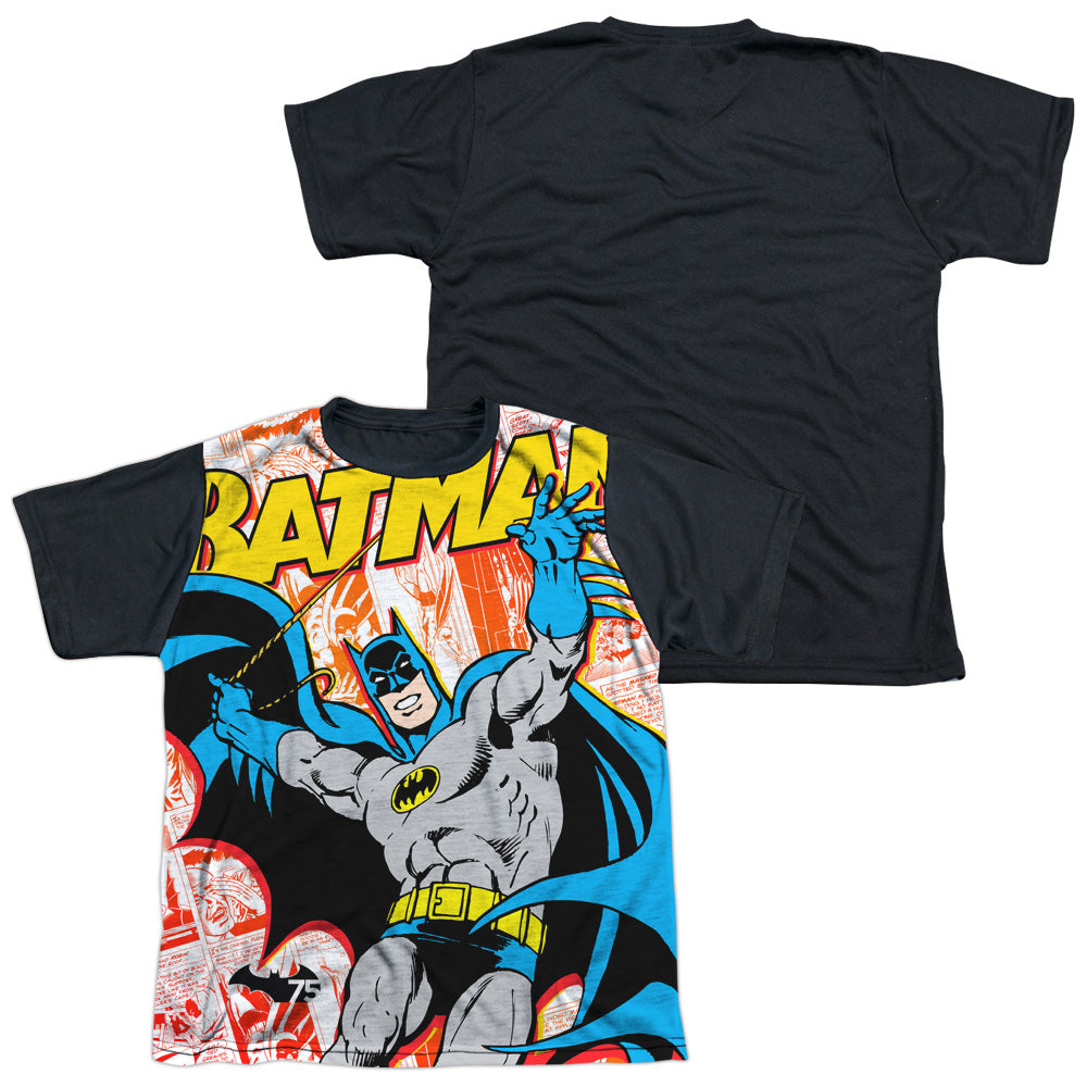 Batman - 75 Panels - Short Sleeve Youth White Front Black Back - White T-shirt