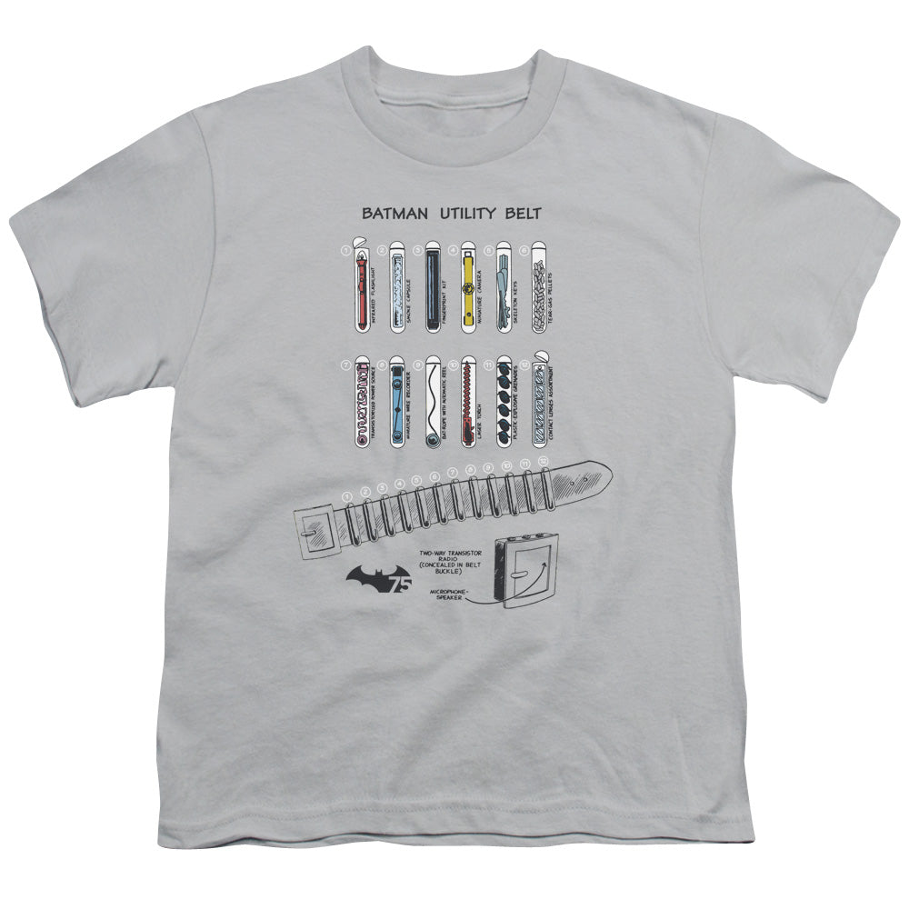 Batman - Utility Belt - Short Sleeve Youth 18/1 - Silver T-shirt