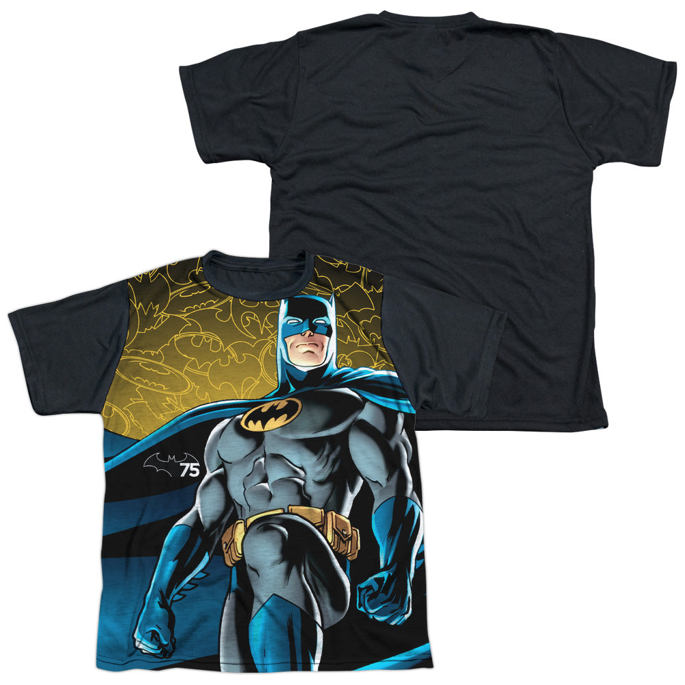 Batman - 75 Glow - Short Sleeve Youth White Front Black Back - White T-shirt