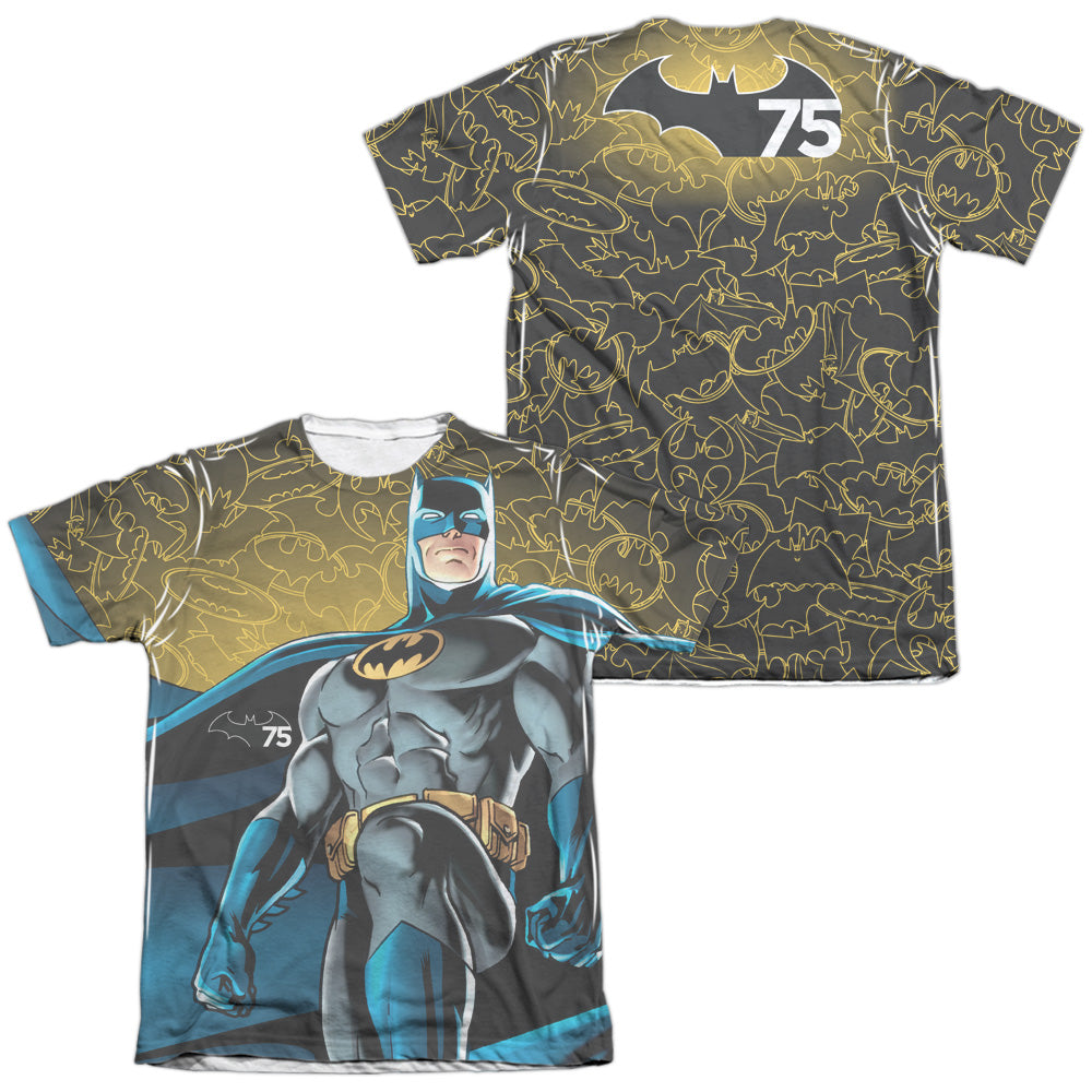 Batman - 75 Glow (Front/back Print) - Adult Poly/cotton Short Sleeve Tee - White T-shirt